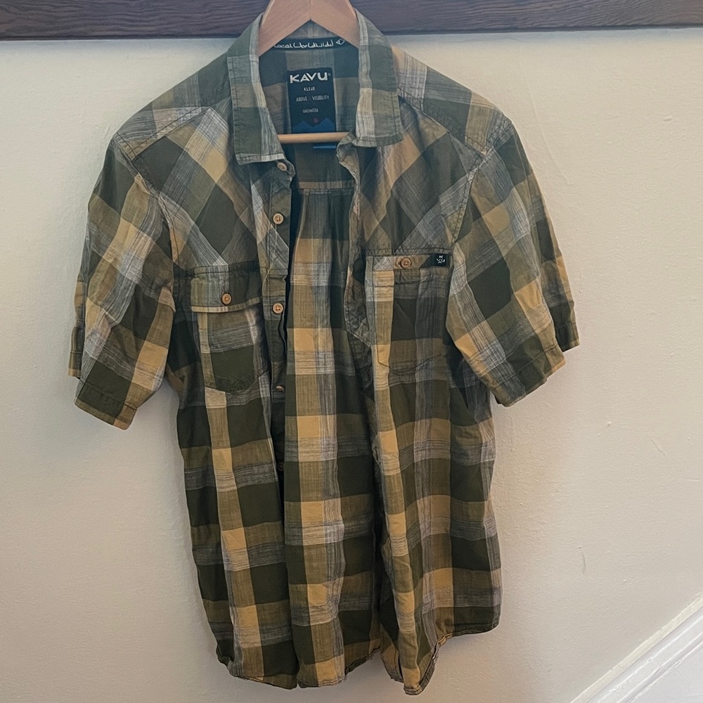 Kavu Button Down Plaid T-Shirt